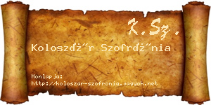 Koloszár Szofrónia névjegykártya